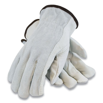 PIP Top-grain Leather Drivers Gloves With Shoulder-split Cowhide Leather Back, Small, Gray freeshipping - TVN Wholesale
